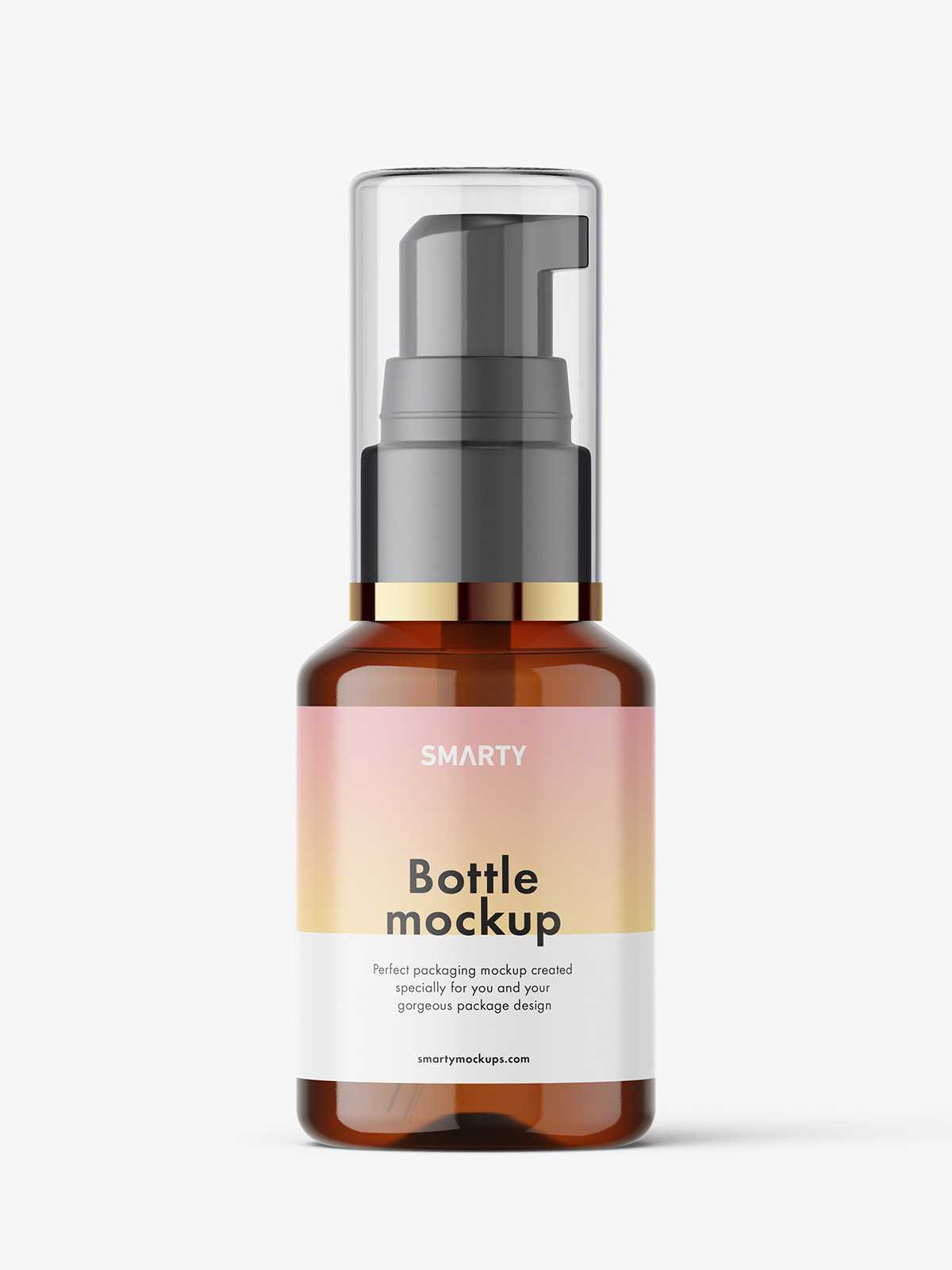 Amber airless pump bottle mockup