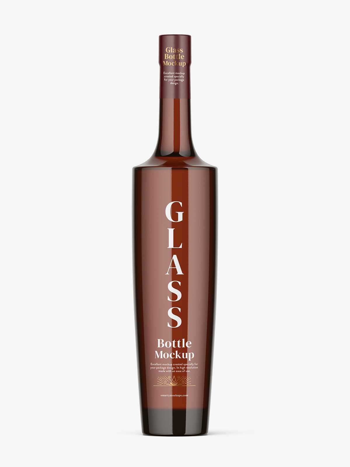 Amber alcohol bottle mockup