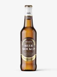 Amber beer bottle mockup