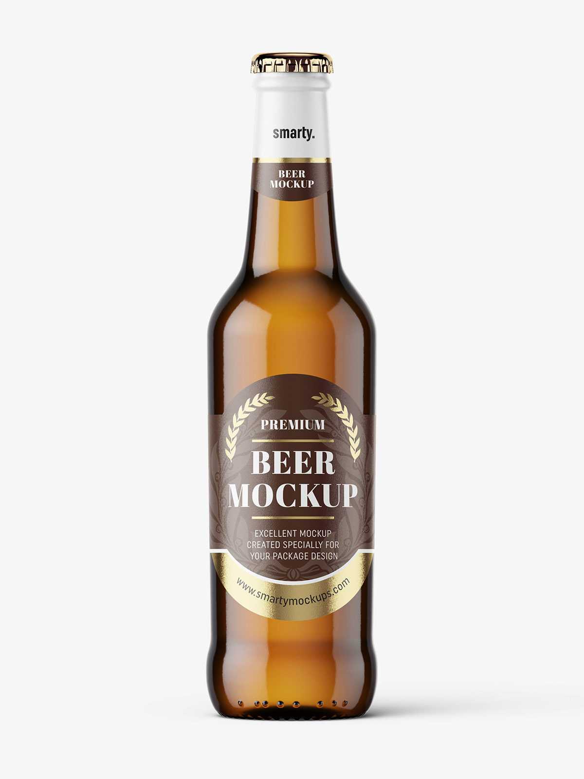 Amber beer bottle mockup