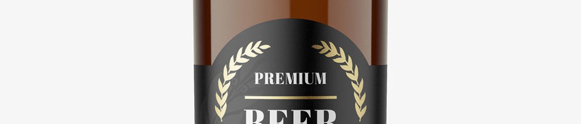 Amber beer bottle mockup