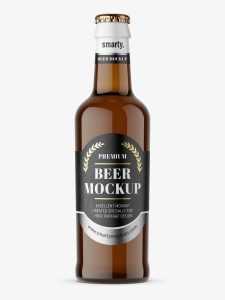 Amber beer bottle mockup