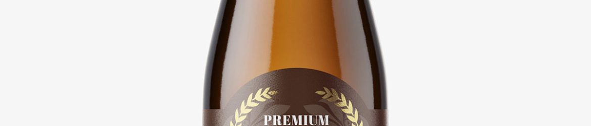Amber beer bottle mockup