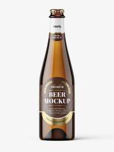 Amber beer bottle mockup