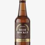 Amber beer bottle mockup / 330 ml