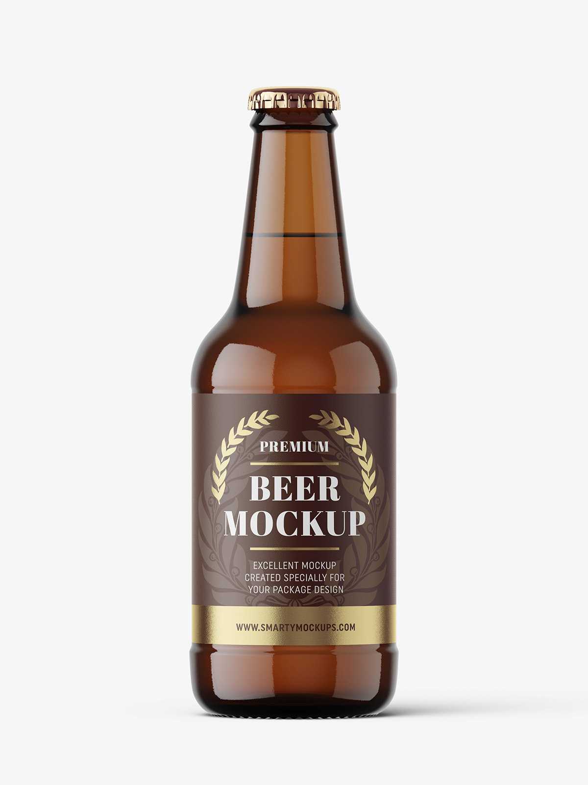 Amber beer bottle mockup / 330 ml