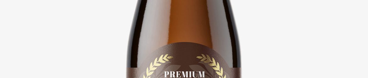 Amber beer bottle mockup