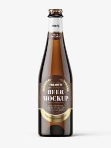 Amber beer bottle mockup