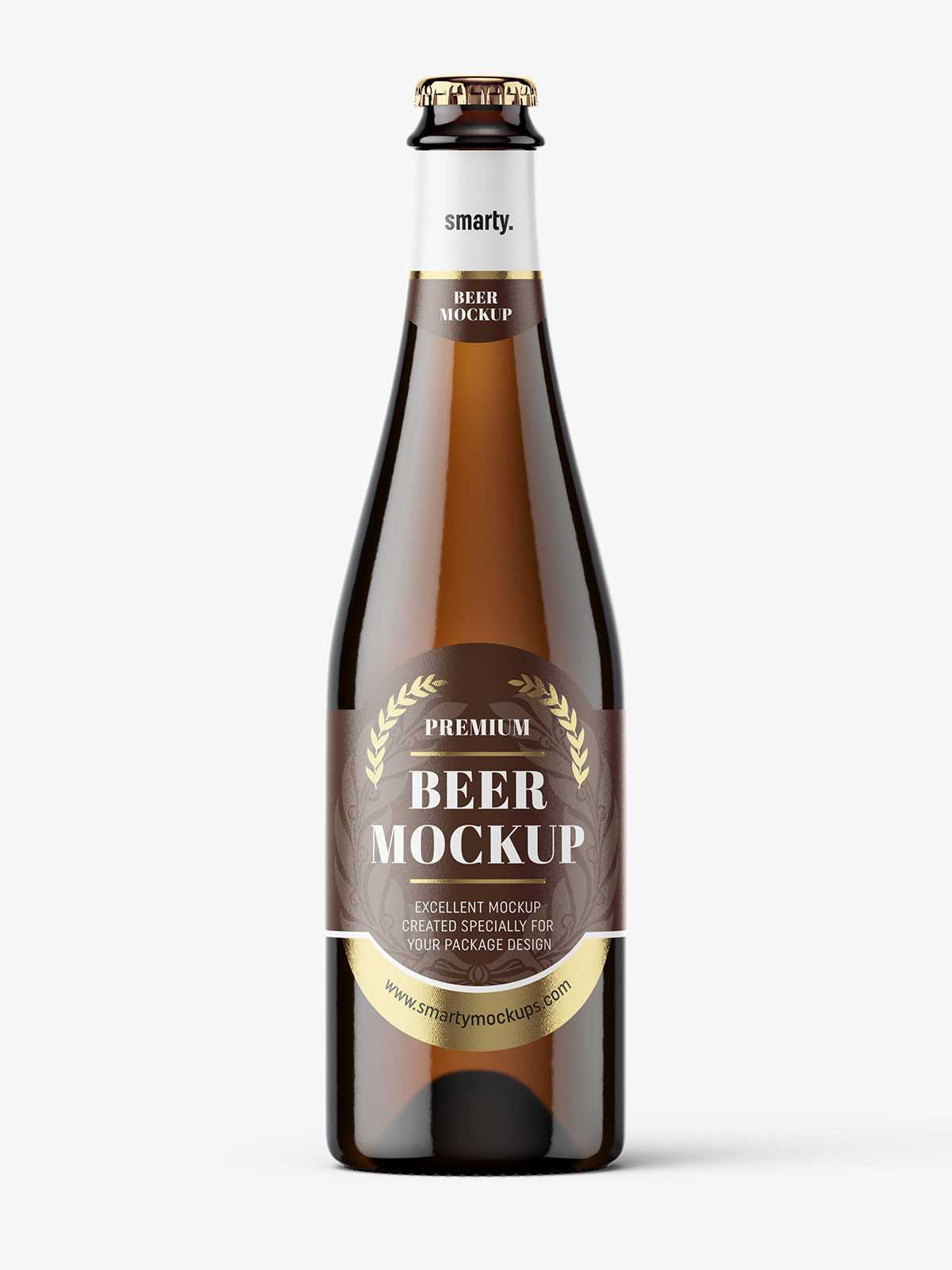 Amber beer bottle mockup