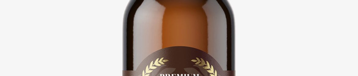 Amber beer bottle mockup
