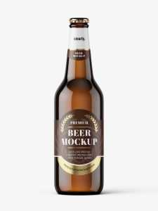 Amber beer bottle mockup