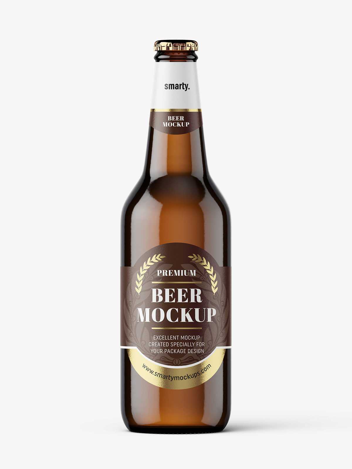Amber beer bottle mockup