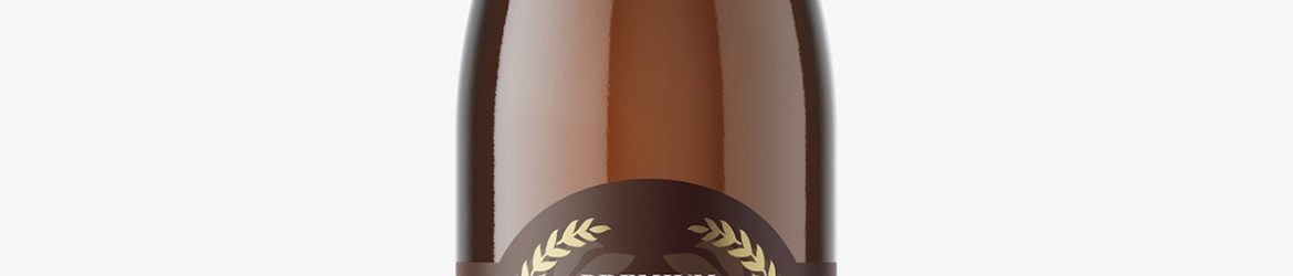 Amber beer bottle mockup