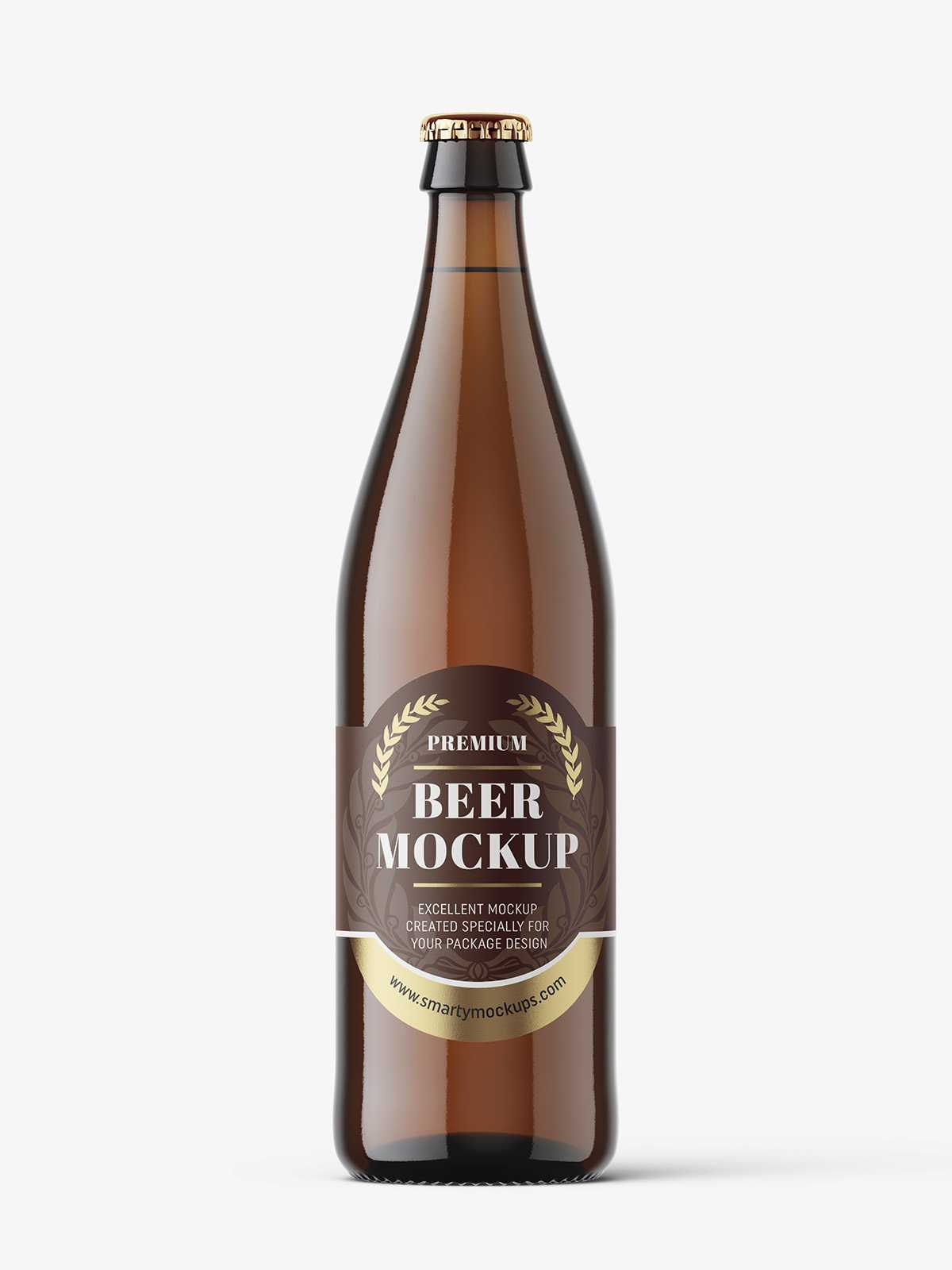 Amber beer bottle mockup