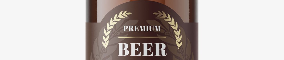 Amber beer bottle mockup