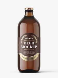 Amber beer bottle mockup