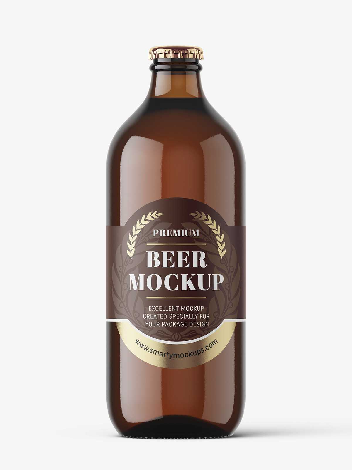 Amber beer bottle mockup