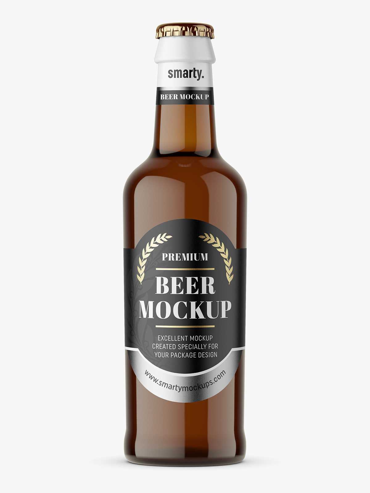Amber beer bottle mockup