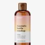 Amber bottle mockup with flip top mockup