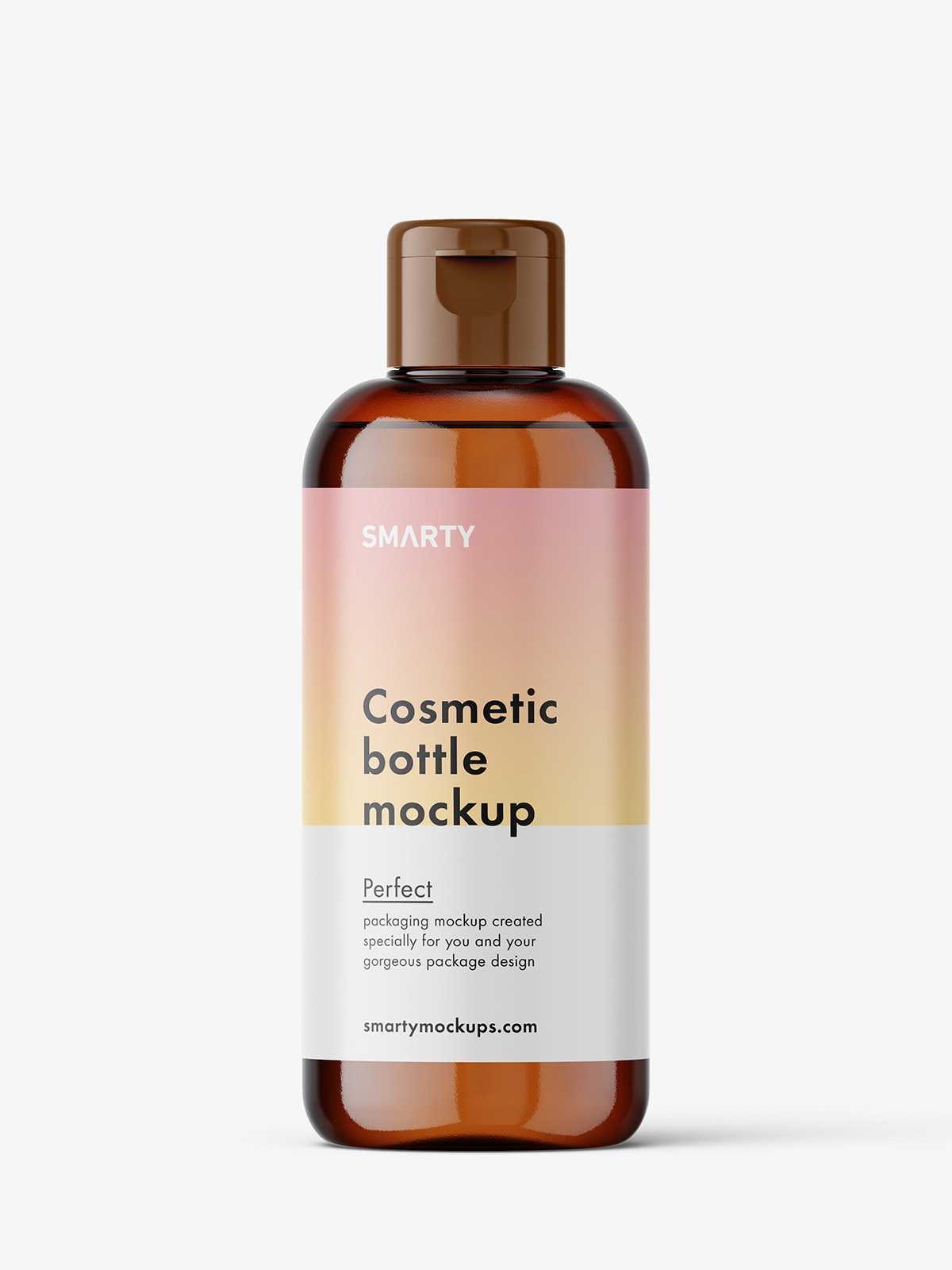 Amber bottle mockup with flip top mockup