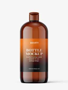 Amber bottle mockup with flip top mockup