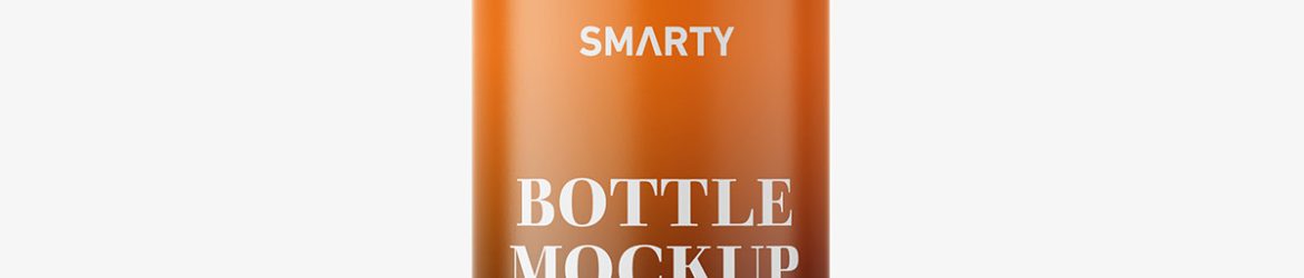 Amber bottle mockup with rounded screwcap mockup