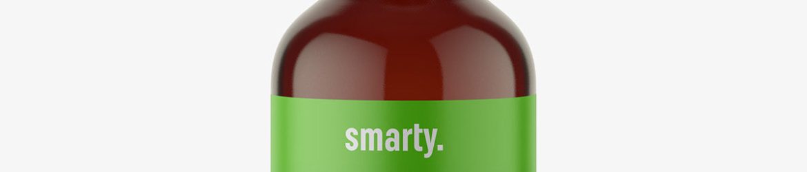 Amber bottle with atomizer mockup