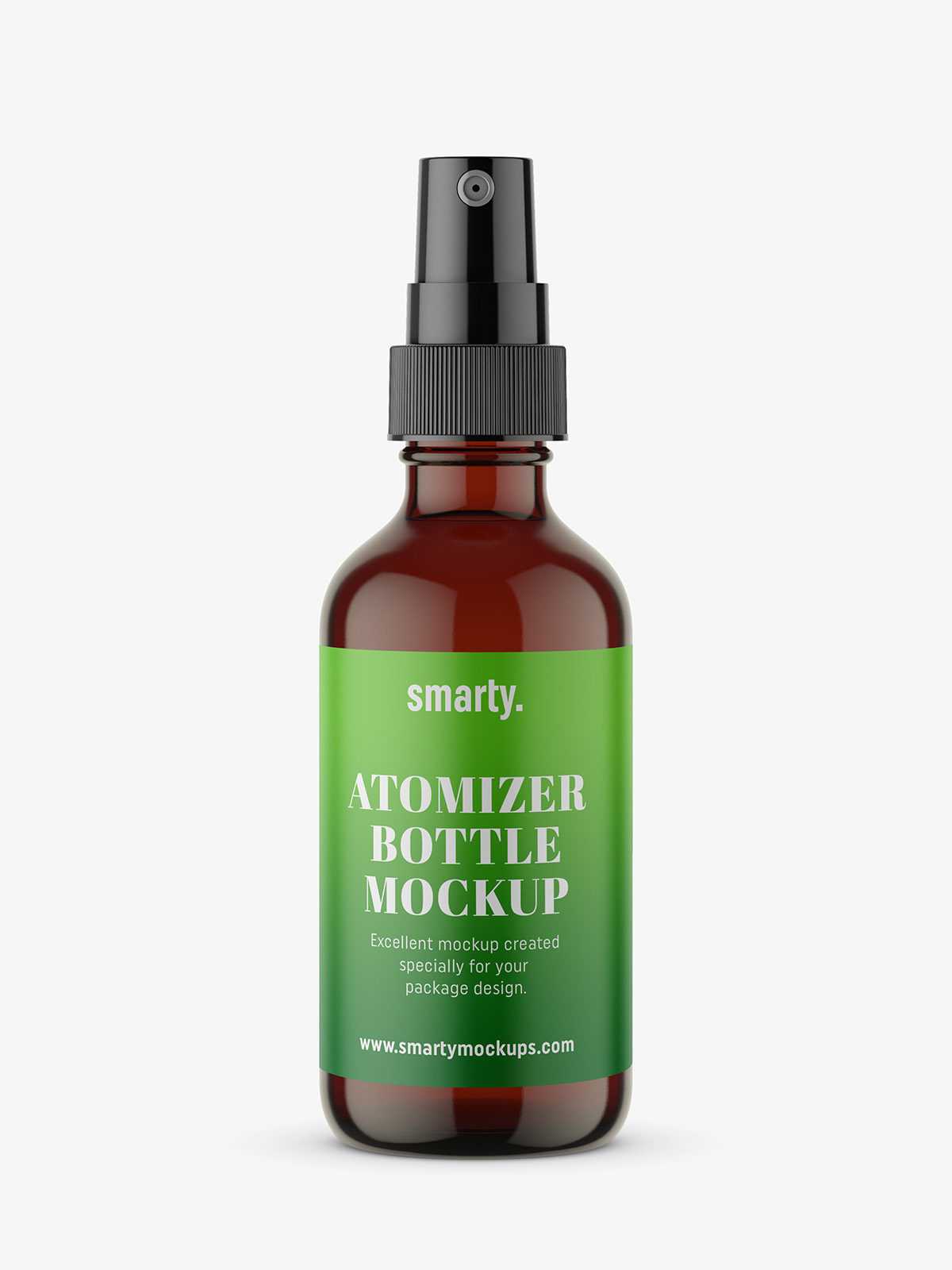 Amber bottle with atomizer mockup