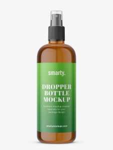 Amber bottle with atomizer mockup