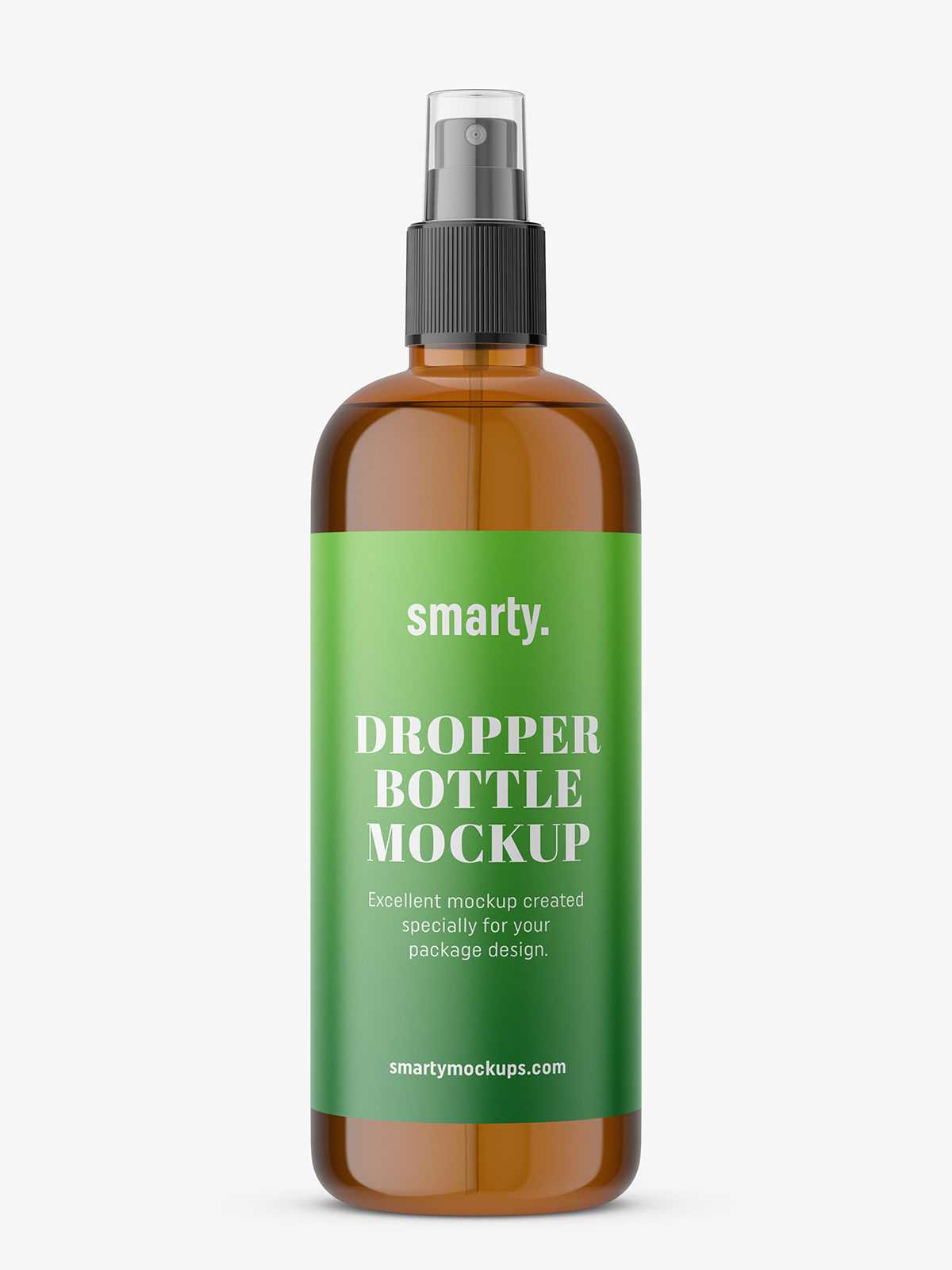 Amber bottle with atomizer mockup