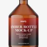 Amber bottle with crimp seal mockup / 200ml - Free PSD Download Amber bottle with crimp seal mockup / 200ml