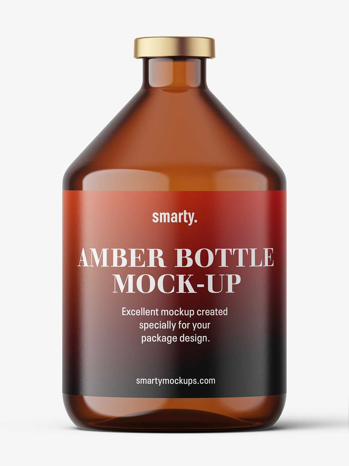 Amber bottle with crimp seal mockup / 200ml