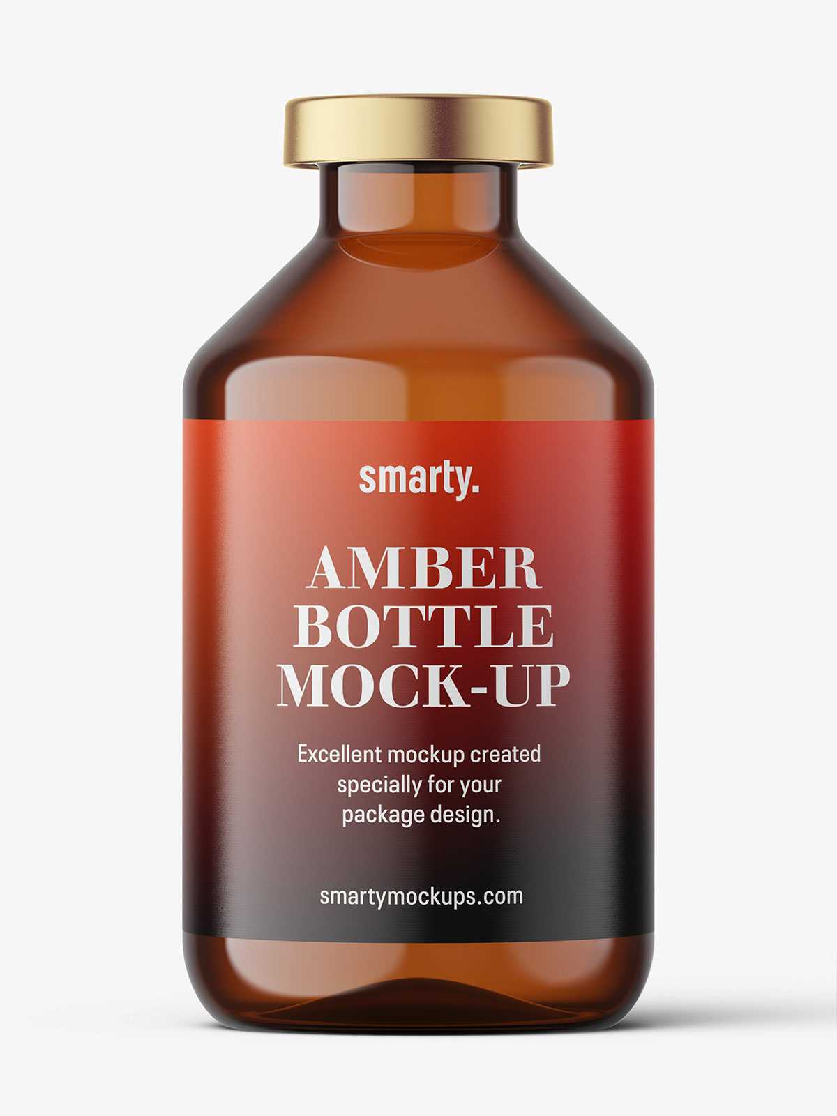 Amber bottle with crimp seal mockup / 50ml