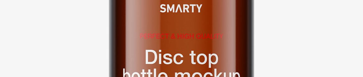 Amber bottle with disc top lid mockup