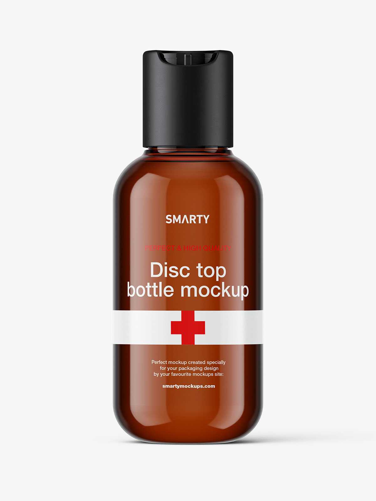 Amber bottle with disc top lid mockup