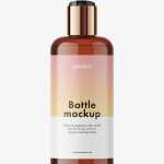 Amber bottle with disctop mockup