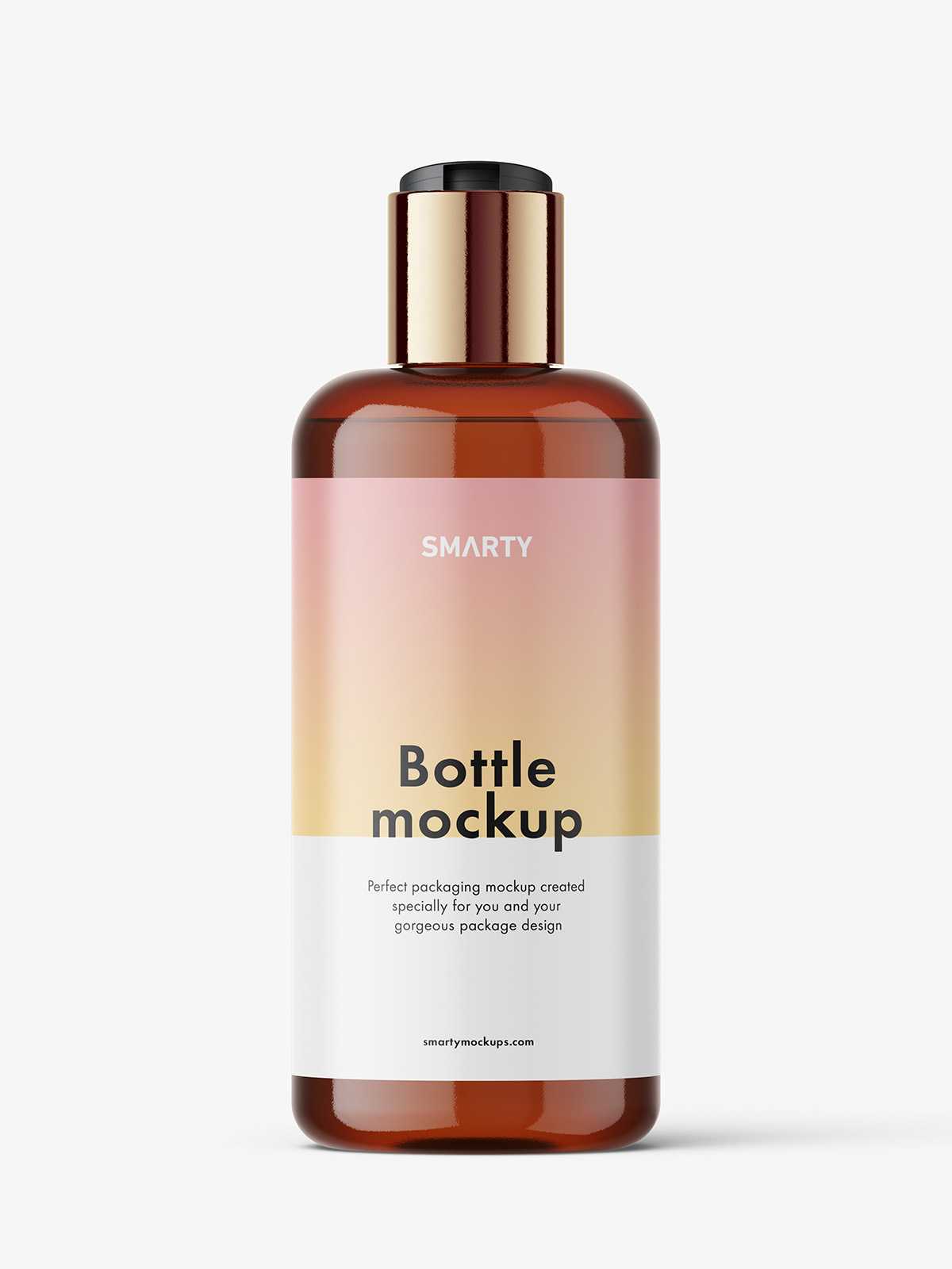 Amber bottle with disctop mockup