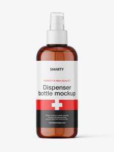 Amber bottle with dispenser mockup