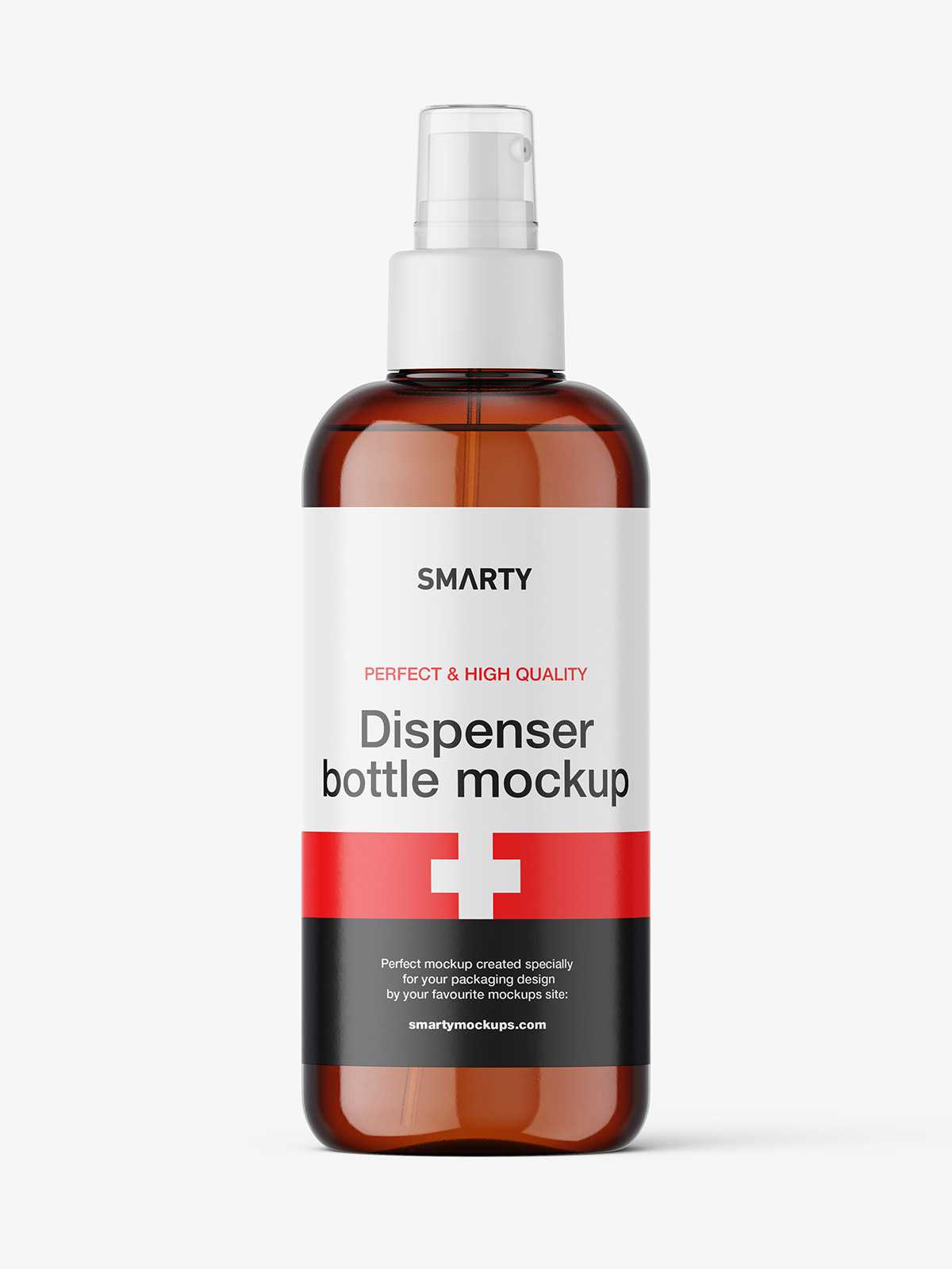 Amber bottle with dispenser mockup