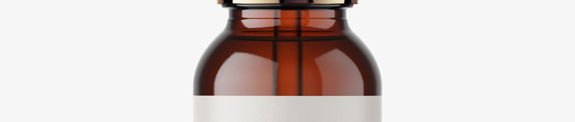 Amber bottle with dropper lid mockup