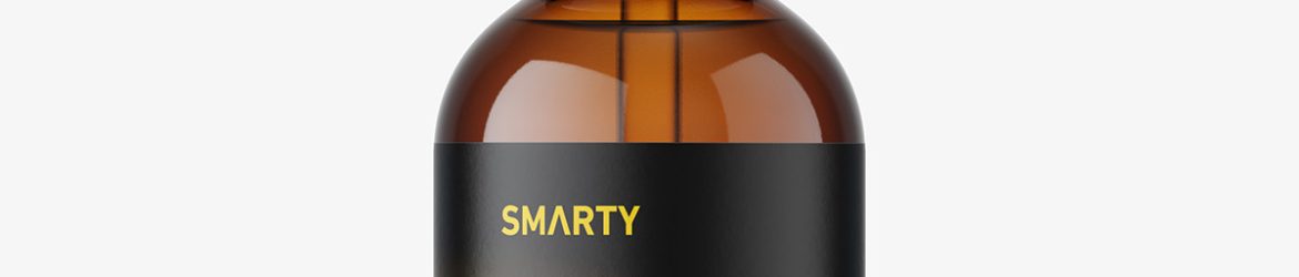 Amber bottle with dropper mockup