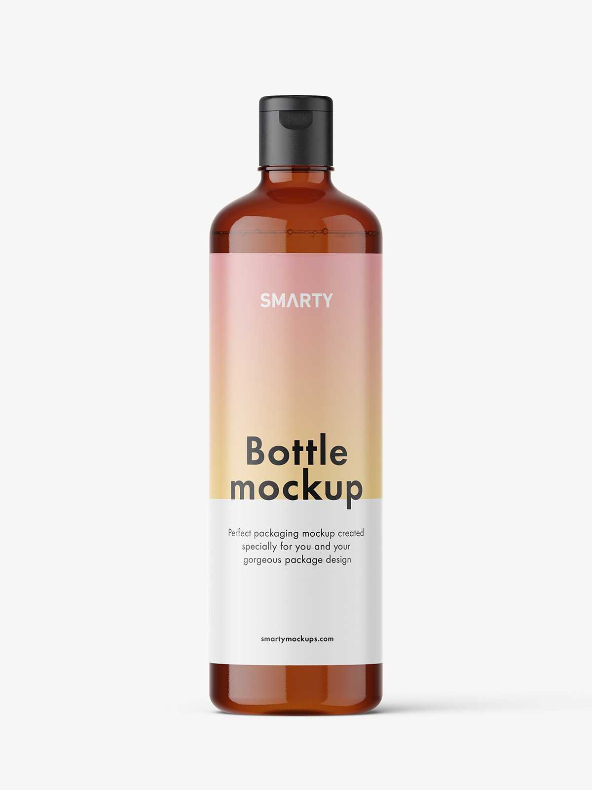 Amber bottle with flip top cap mockup