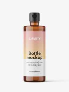 Amber bottle with flip top lid mockup