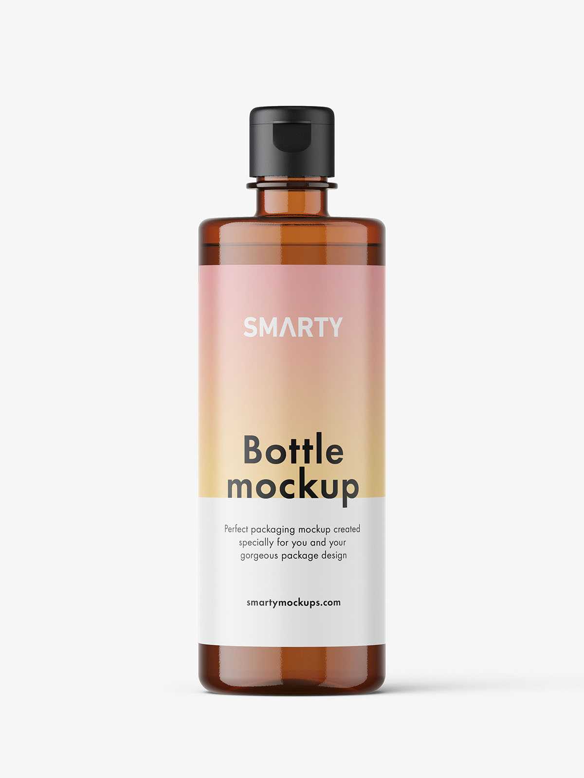 Amber bottle with flip top lid mockup