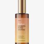 Amber bottle with mist spray mockup
