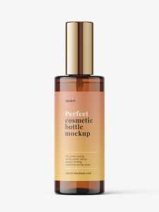Amber bottle with mist spray mockup