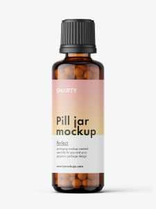 Amber bottle with pills mockup / 50 ml