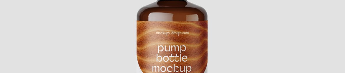 Amber bottle with pump closure mockup