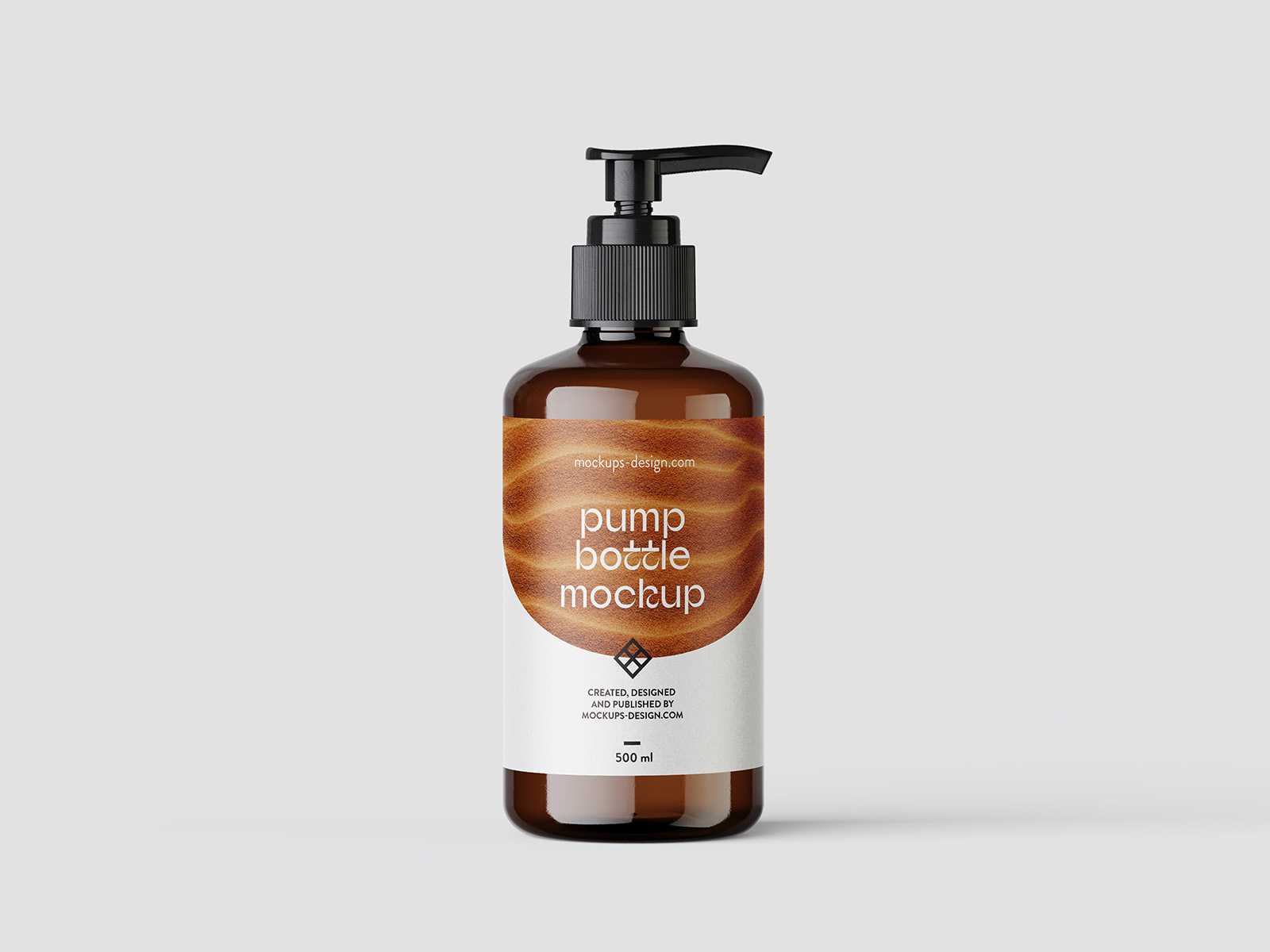 Amber bottle with pump closure mockup