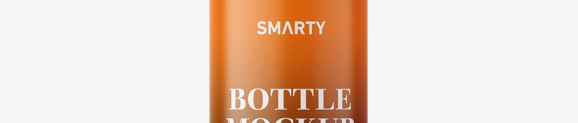 Amber bottle with pump dispenser mockup